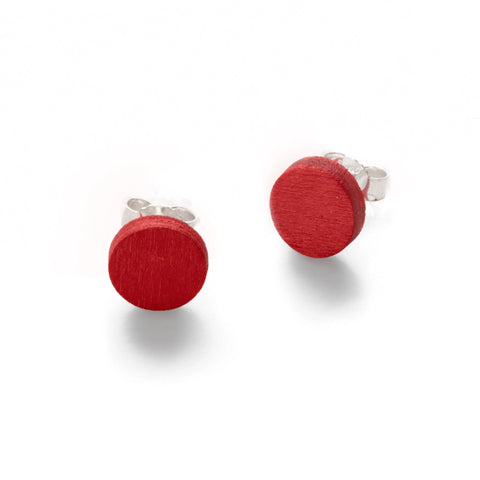 Valona Pilke Round Stud Earrings Wood