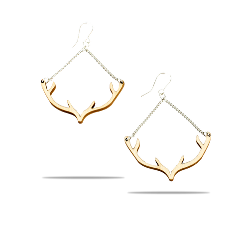 Valona Antler Swing Earrings Wood