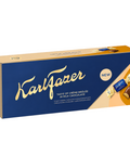 FinnGoods Karl Fazer Crème Brûlée milk chocolate box with blue and gold packaging and individual wrapped chocolates