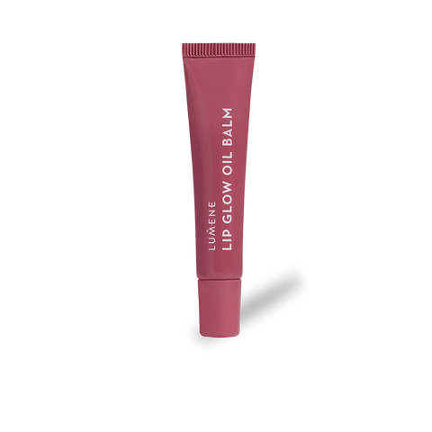 Pink lip balm tube with 'Lumene' branding on a white background