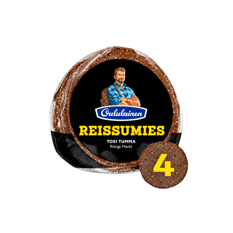 FinnGoods Fazer Reissumies Tosi Tumma dark wholegrain rye bread pack with four round slices