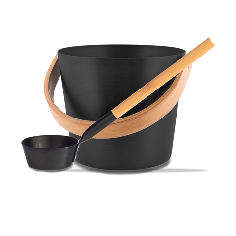 Rento Sauna Bucket & Ladle Black Bamboo