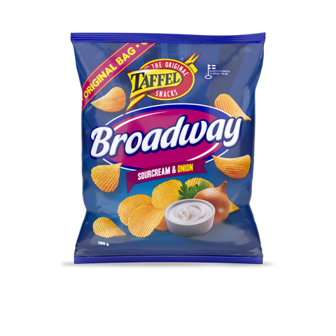 Taffel Broadway Sour Cream & Onion Chips 150g