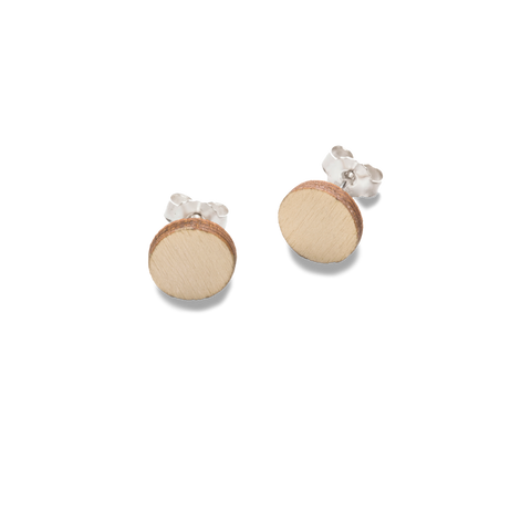 Valona Pilke Round Stud Earrings Wood