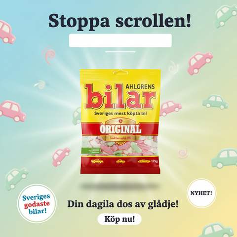 Ahlgrens Bilar Marshmallow Facebook Ad
